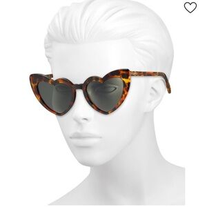 Saint Laurent 54MM Havana Grey Sunglasses NWT Tortoise Shell Heart Detail